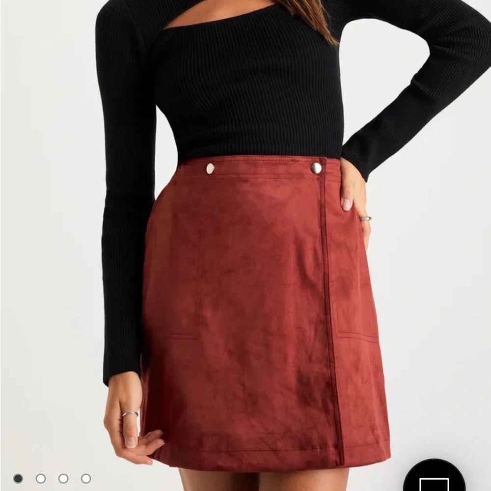 Lulus Let’s Wrap It Up Tan Suede Wrap Mini Skirt | Tan | Women’s XS - Picture 14 of 14